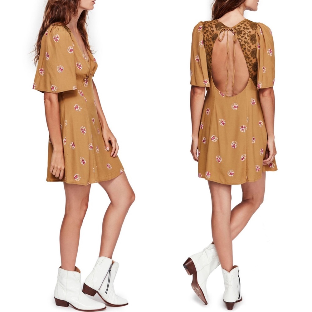 Free People Mockingbird Mini Dress in Clove Combo